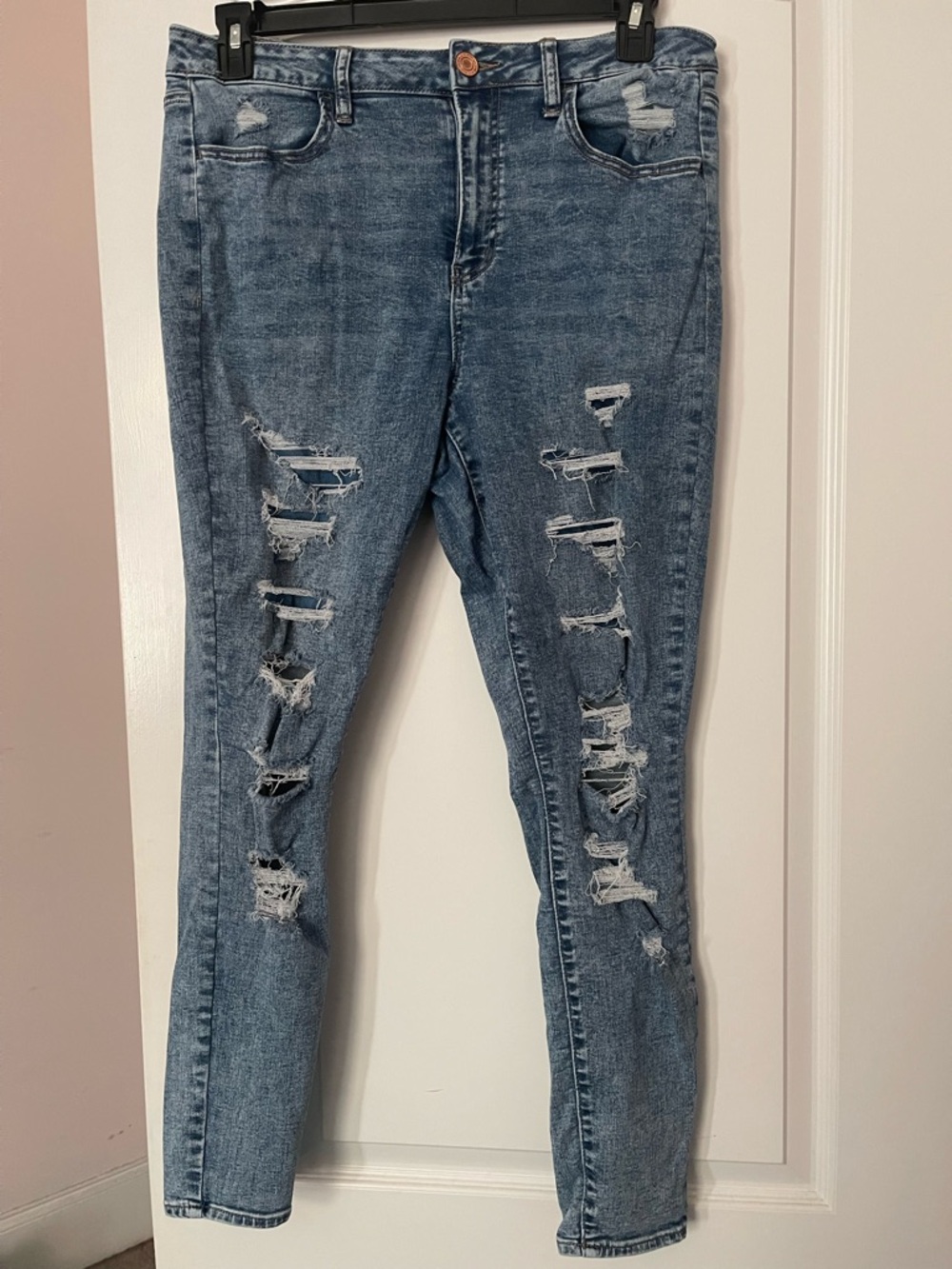 SO Women's Blue High Rise Ripped Skinny Jeggings Size 15